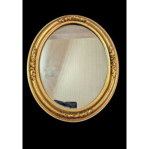 Oval Gold tone Frame  Ornate Floral Details 16" x 13" Elegant Wall Decor Vintage